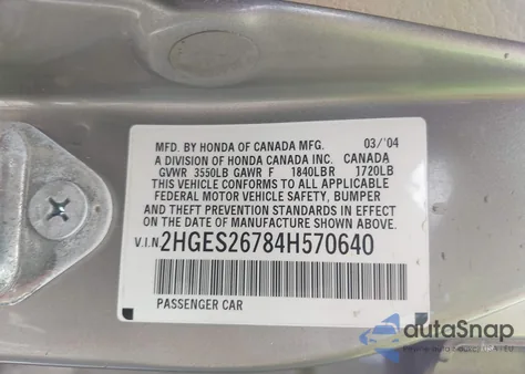 2004 Honda Civic Ex z USA, uszkodzony, nr VIN 2HGES26784H570640